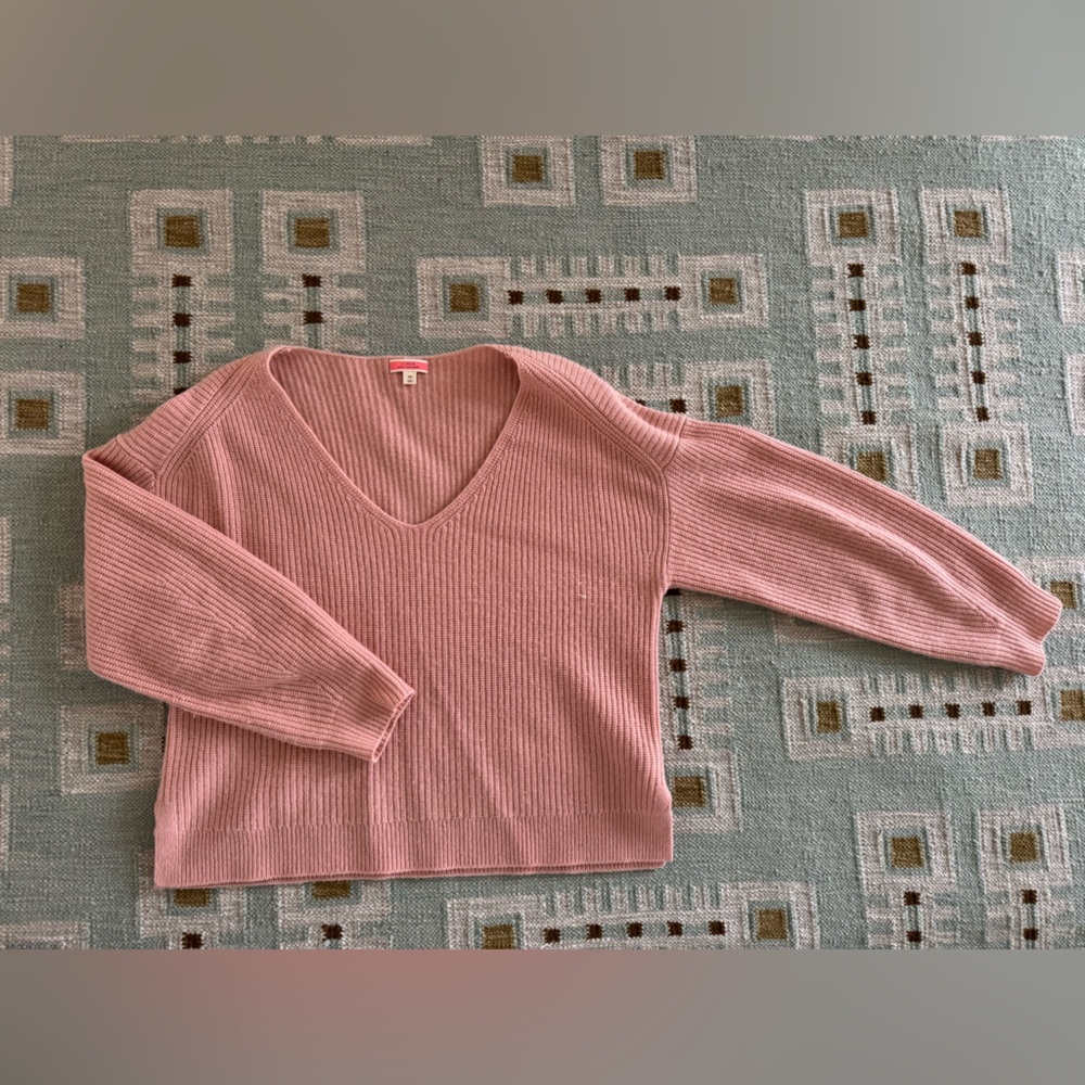 J. Crew Blush Pink Ribbed V‑Neck Sweater